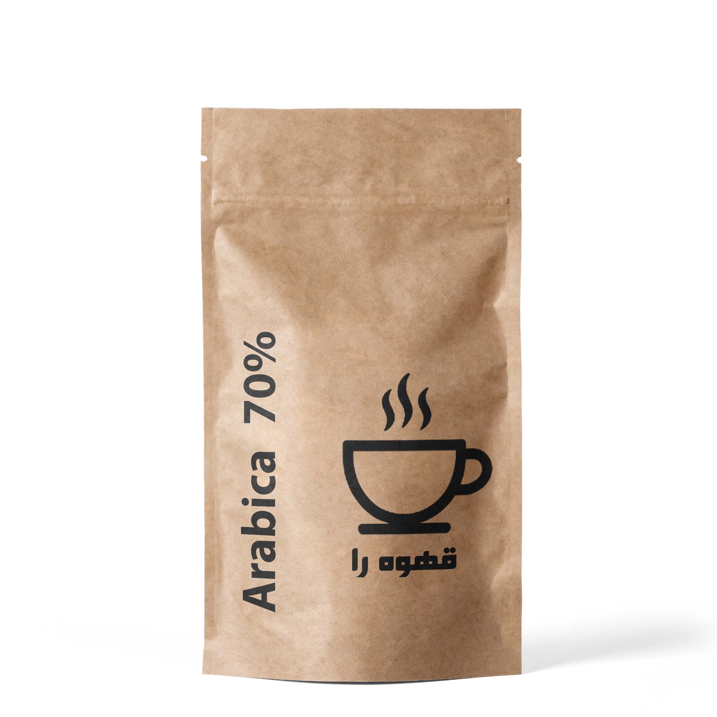 Doypack_Mockup00 RACOFFEE arabica 70%% قهوه با ۷۰٪ عربیکا